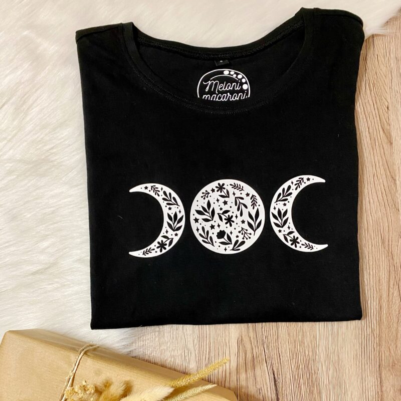 T-Shirt Damen Mondphasen schwarz