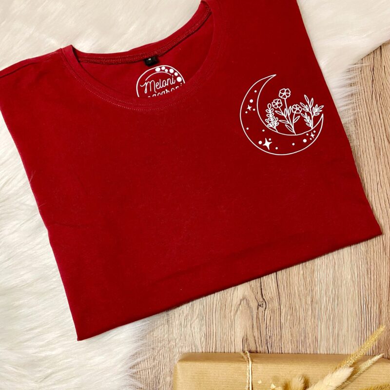 T-Shirt Damen Mond weinrot