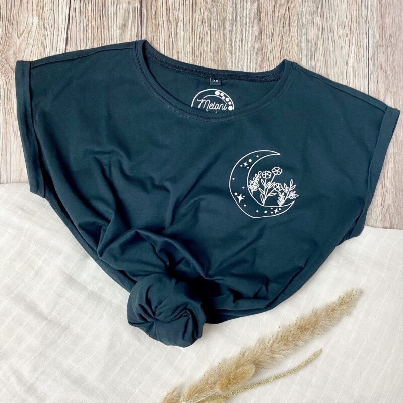 T-Shirt Damen Mond schwarz