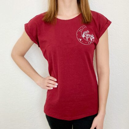 T-Shirt Damen weinrot Mond vorne