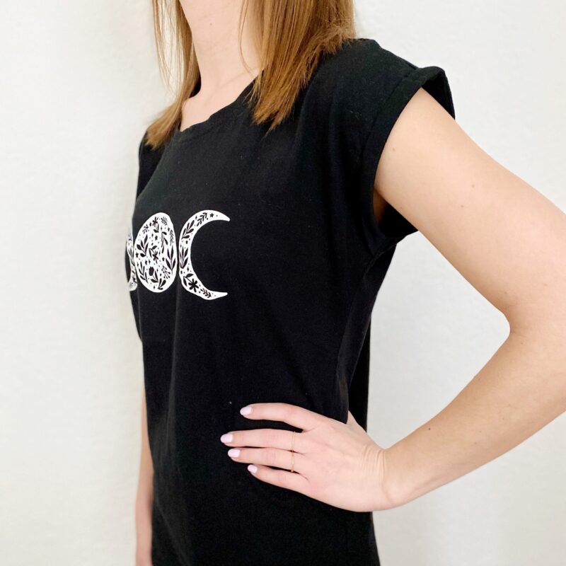 T-Shirt Damen schwarz Mondphasen seitlich