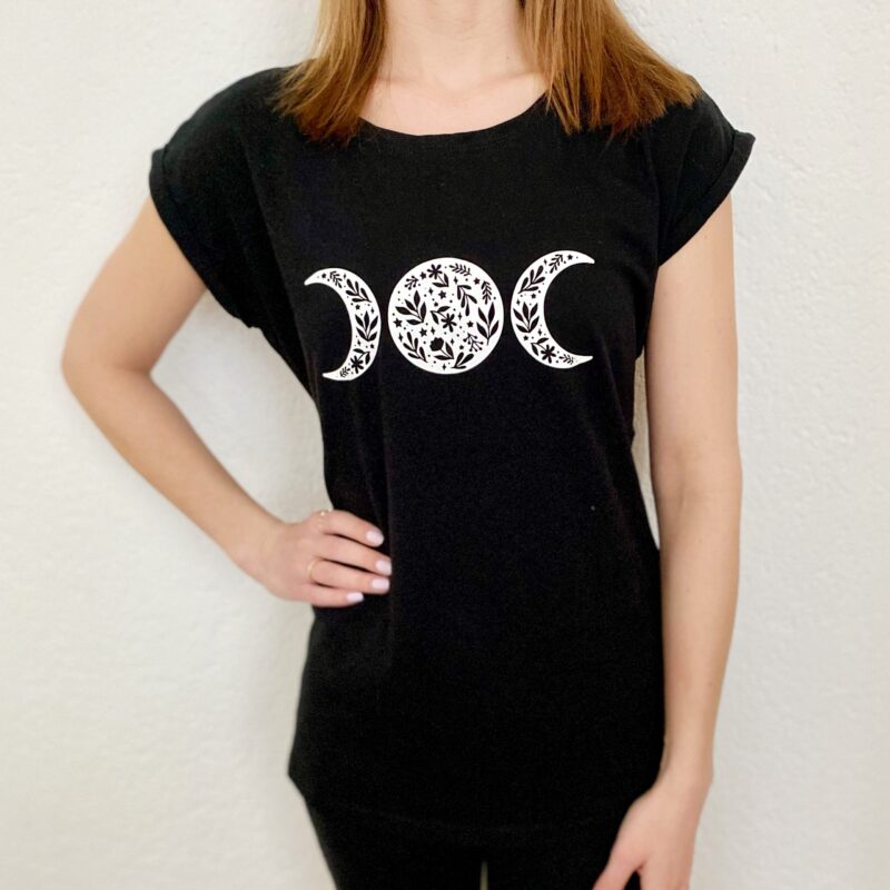 T-Shirt Damen schwarz Mondphasen vorne