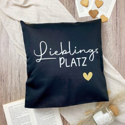 Kissenhülle Lieblingsplatz schwarz