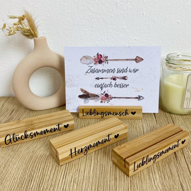 Bilderleiste aus Holz mit Wunschtext möglich