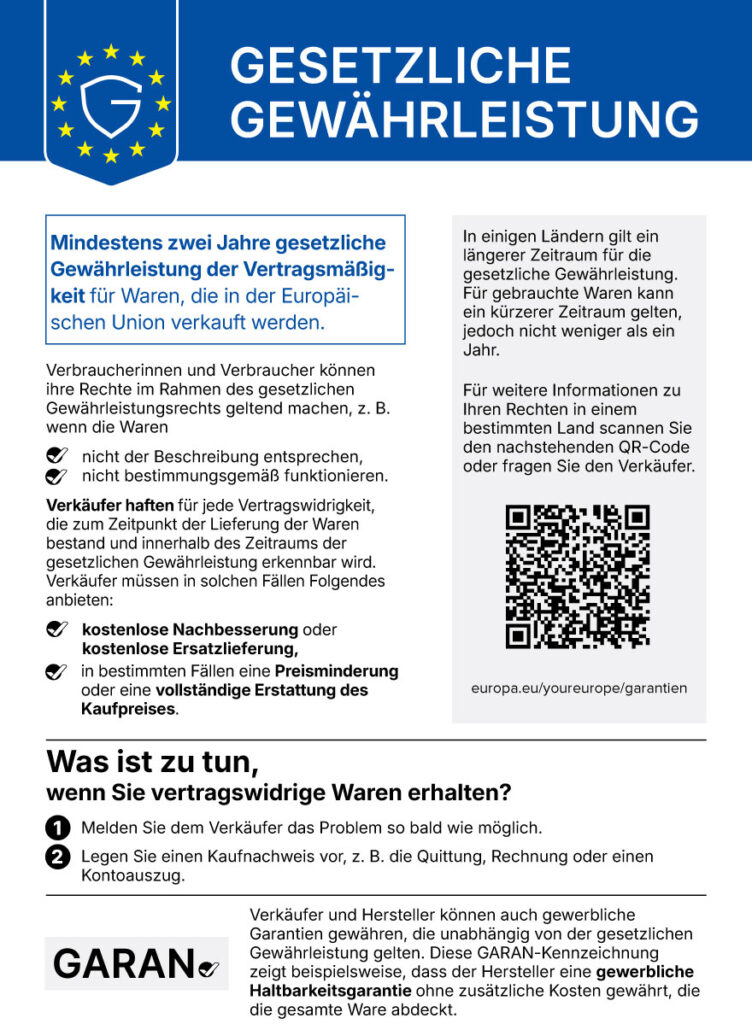 EU Gewährleistungslabel